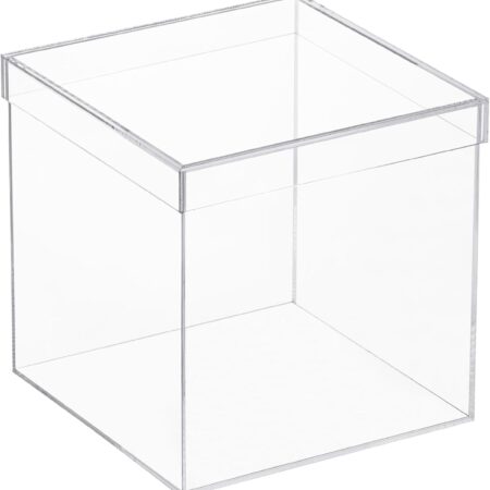 Clear Acrylic Plastic Storage Box 7.9x7.9 Inches – Cube Container with Lid for Jewelry, Coins & Crafts | Transparent Organizer Box Pakistan