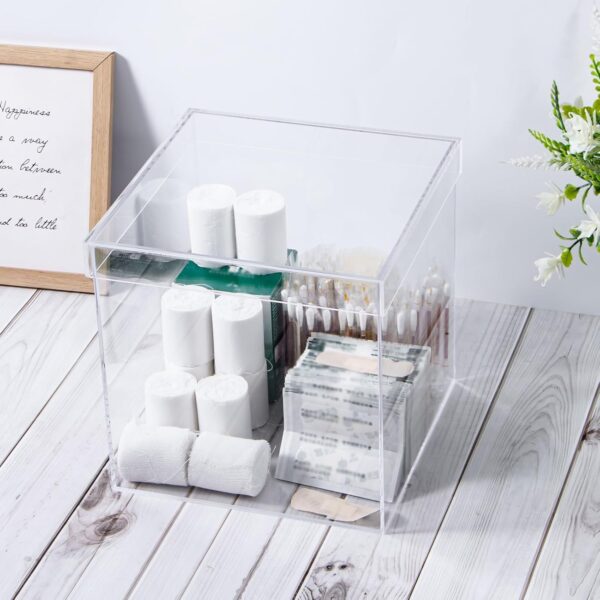 Clear Acrylic Plastic Storage Box 7.9x7.9 Inches – Cube Container with Lid for Jewelry, Coins & Crafts | Transparent Organizer Box Pakistan - Image 5