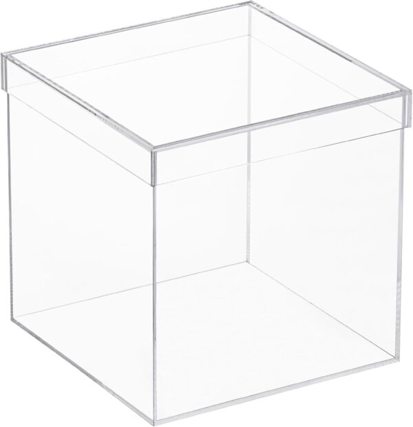 Clear Acrylic Plastic Storage Box 7.9x7.9 Inches – Cube Container with Lid for Jewelry, Coins & Crafts | Transparent Organizer Box Pakistan