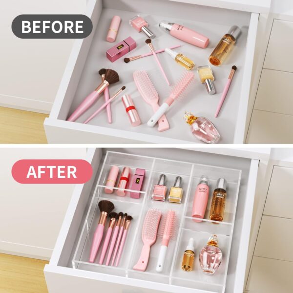 Acrylic Drawer Organizer – 6 Section Clear Makeup Tray for Drawer, Office, Bedroom (11.8x11.8 inch) | Multipurpose Storage Box Pakistan